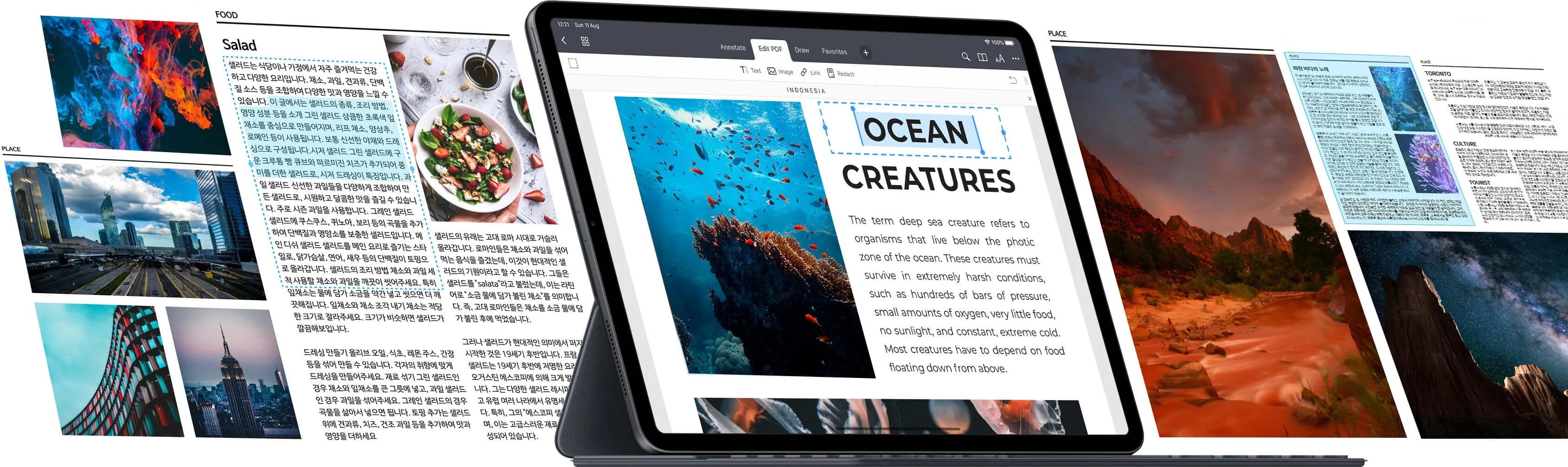 태블릿 PDF 편집 화면